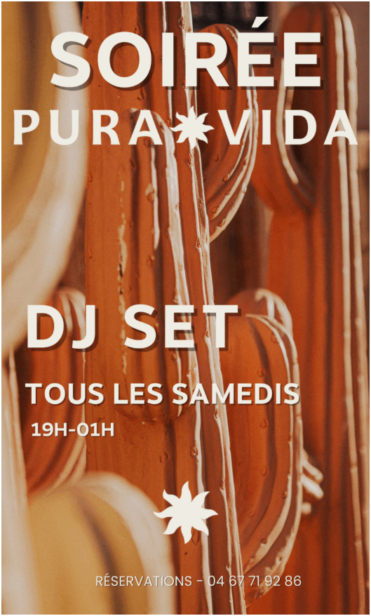 Affiche Soirées festives Pura Vida, DJ set du samedi à Castelnau-le-Lez près de Montpellier
